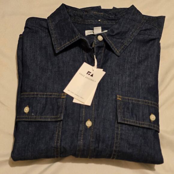 Free Assembly XXL Denim Crop Utility Shirt - Picture 5 of 8